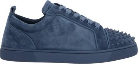 Christian Louboutin Denim Kalfsleren Sneakers Made in Italy Blue Heren