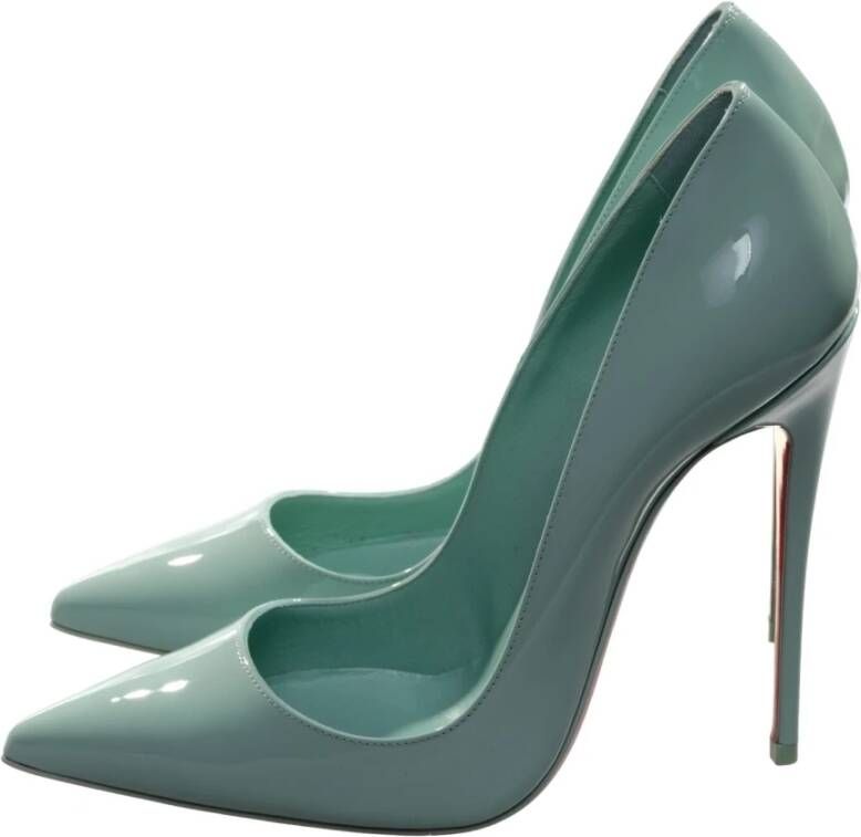 Christian Louboutin Elegante Groene Lakleren Hoge Hak Pumps Green Dames