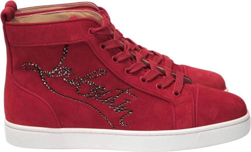 Christian Louboutin Marineblauwe Louis Strass Platte Schoenen Red Heren