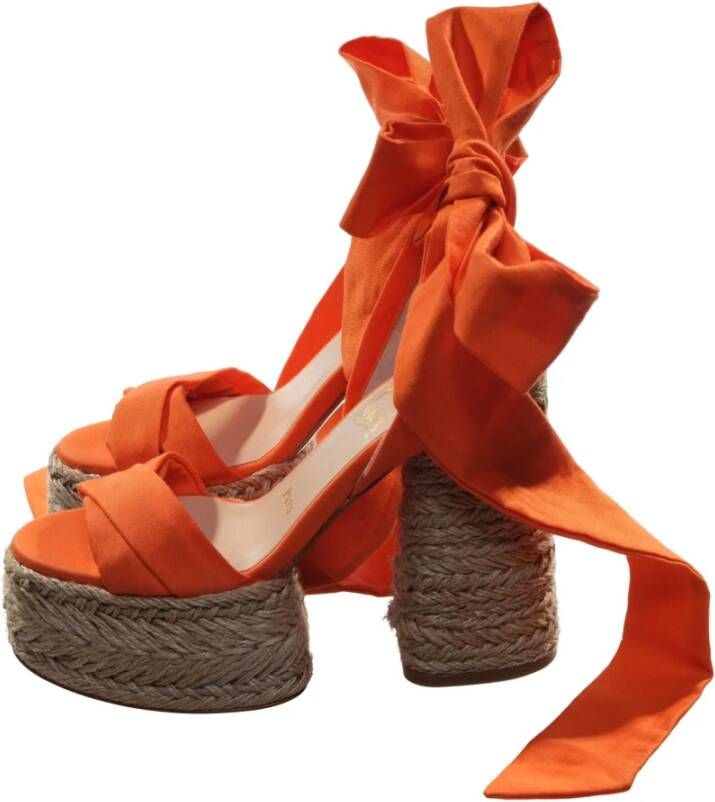 Christian Louboutin Oranje Woestijn Wrap High Heel Sleehakken Orange Dames