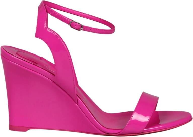 Christian Louboutin Patent Leren Sleehak Sandaal met V-vorm Pink Dames