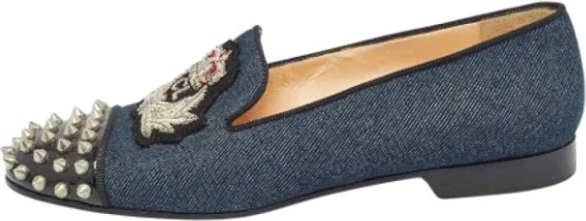 Christian Louboutin Pre-owned Denim flats Blue Dames