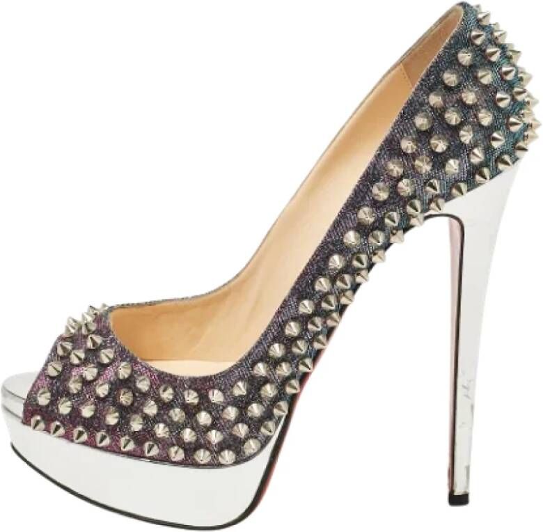 Christian Louboutin Pre-owned Fabric heels Gray Dames