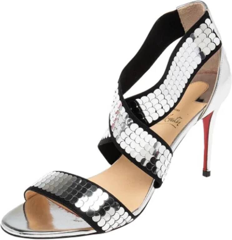 Christian Louboutin Pre-owned Fabric sandals Gray Dames