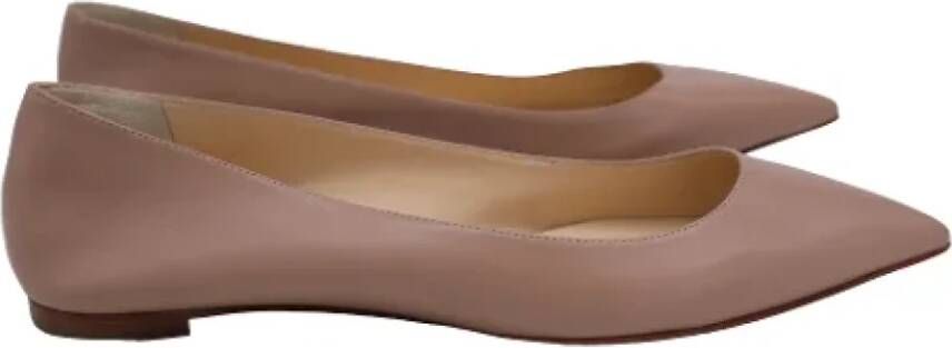 Christian Louboutin Pre-owned Leather flats Beige Dames