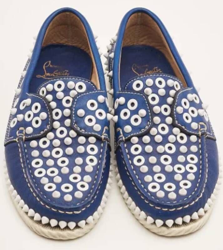 Christian Louboutin Pre-owned Leather flats Blue Dames