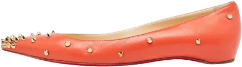 Christian Louboutin Pre-owned Leather flats Orange Dames