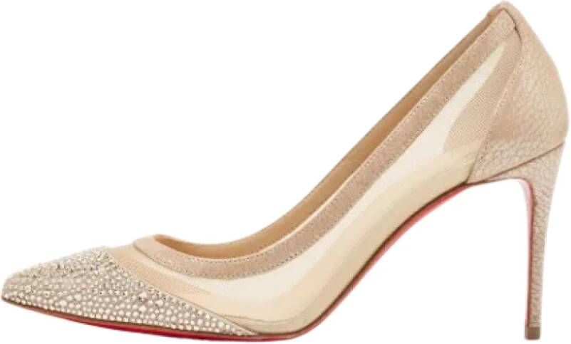 Christian Louboutin Pre-owned Leather heels Beige Dames