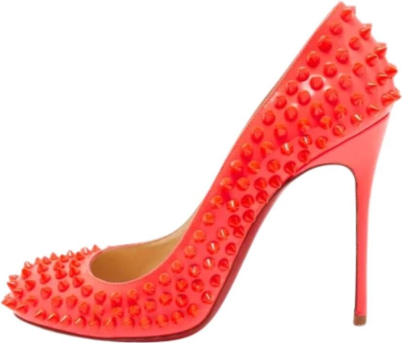 Christian Louboutin Pre-owned Leather heels Orange Dames