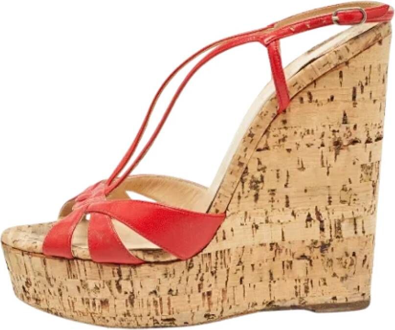 Christian Louboutin Pre-owned Leather sandals Red Dames