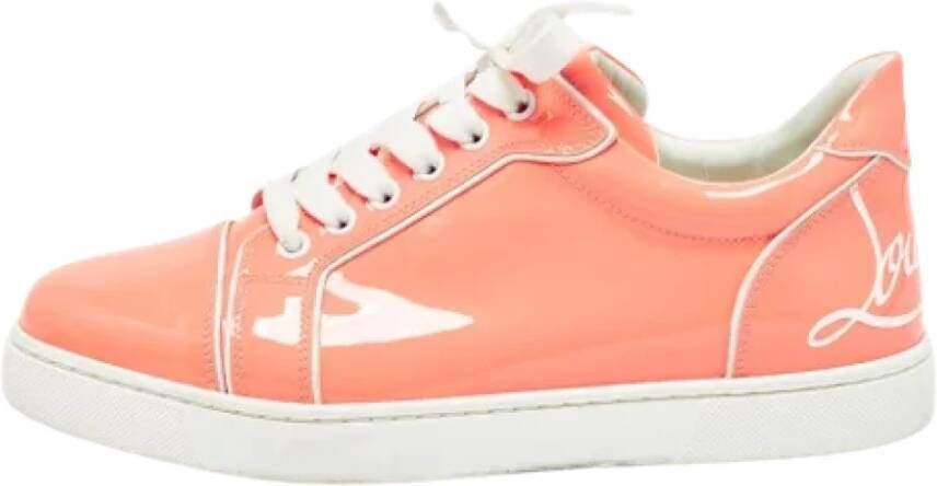 Christian Louboutin Pre-owned Leather sneakers Orange Dames