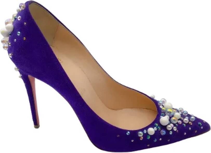 Christian Louboutin Pre-owned Lila Suède Hakken Purple Dames