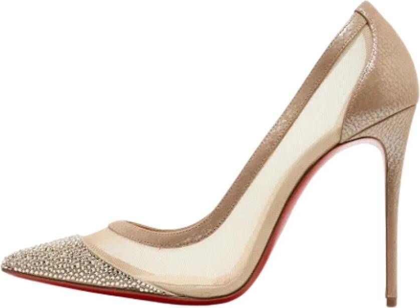 Christian Louboutin Pre-owned Mesh heels Beige Dames