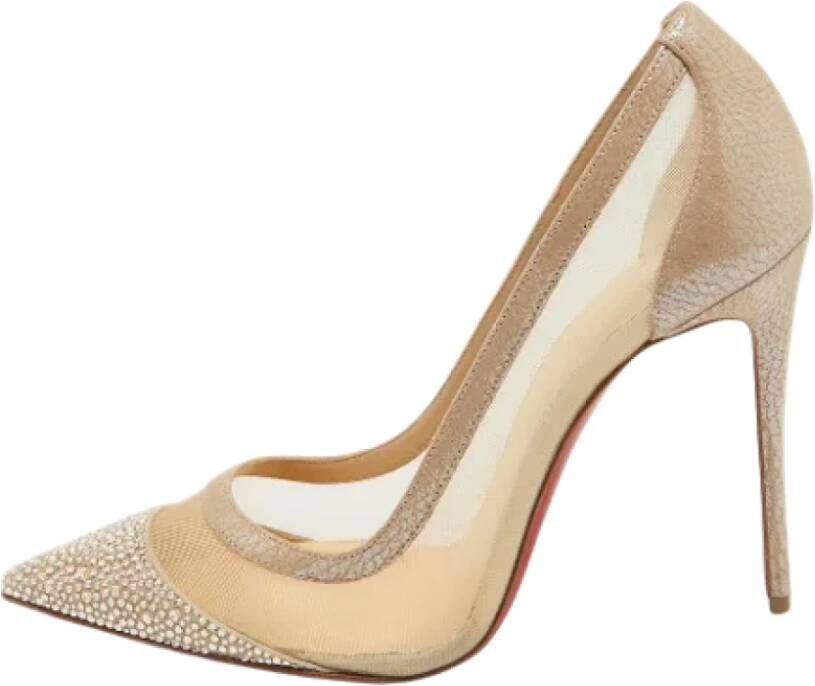 Christian Louboutin Pre-owned Mesh heels Beige Dames