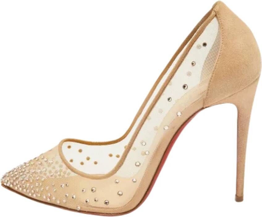 Christian Louboutin Pre-owned Mesh heels Beige Dames