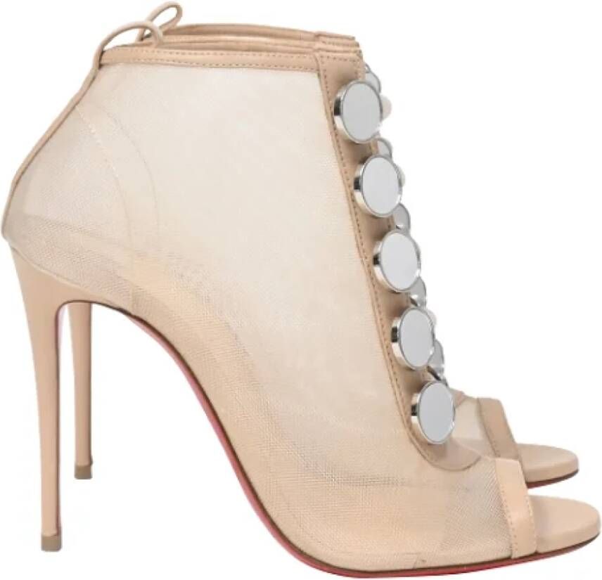 Christian Louboutin Pre-owned Polyester boots Beige Dames