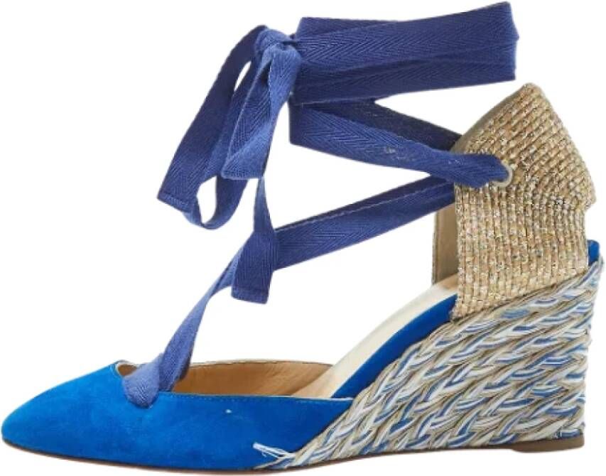 Christian Louboutin Pre-owned Raffia heels Blue Dames