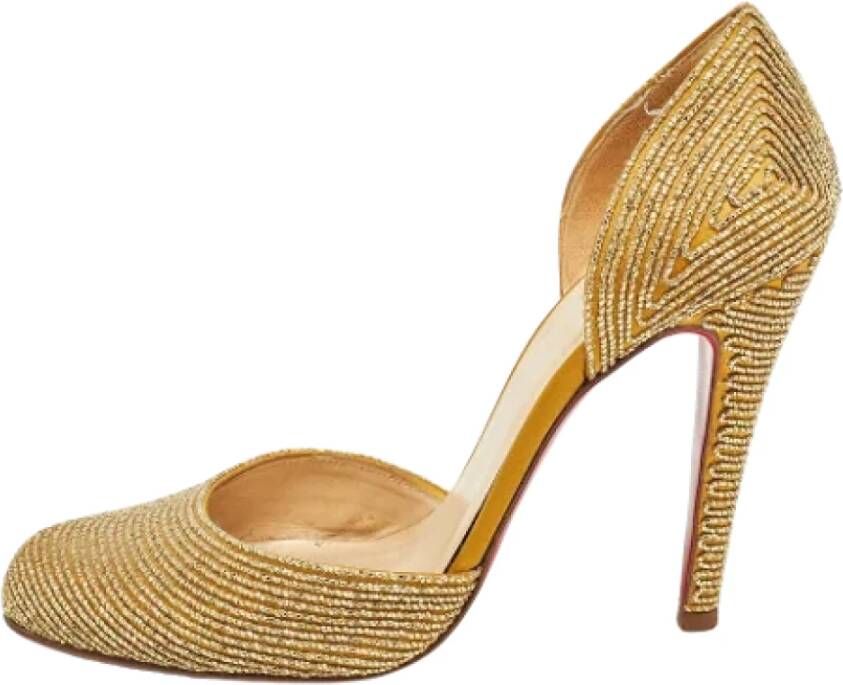 Christian Louboutin Pre-owned Satin heels Yellow Dames