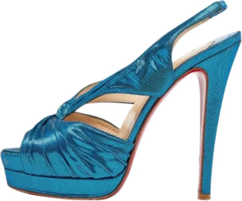 Christian Louboutin Pre-owned Satin sandals Blue Dames