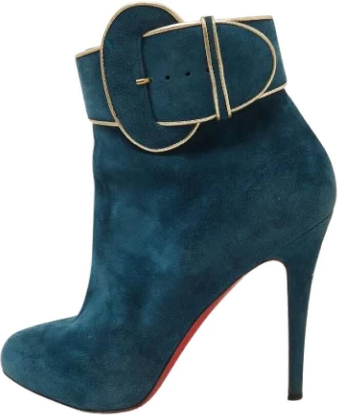 Christian Louboutin Pre-owned Suede boots Blue Dames