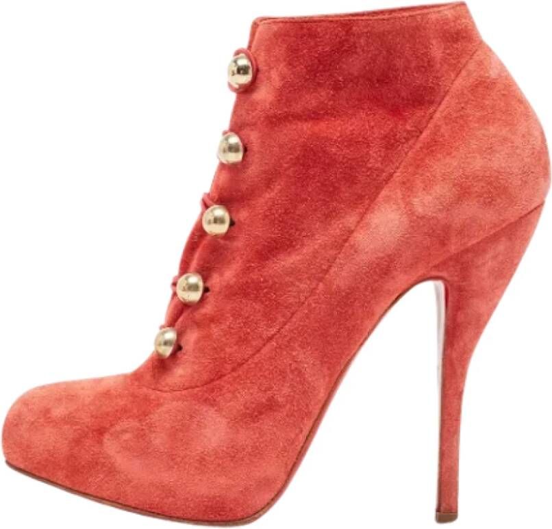 Christian Louboutin Pre-owned Suede boots Red Dames