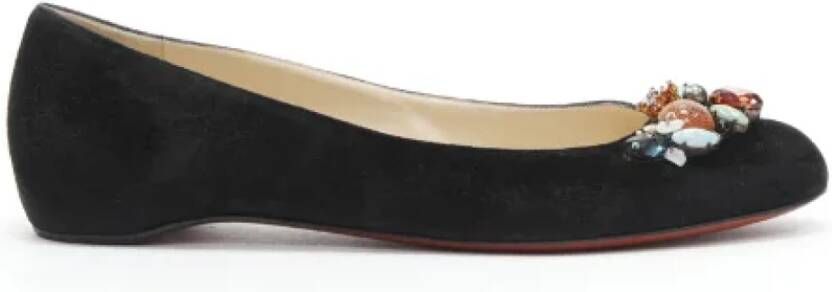 Christian Louboutin Pre-owned Suede flats Black Dames