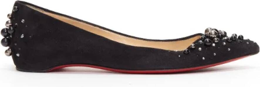 Christian Louboutin Pre-owned Suede flats Black Dames