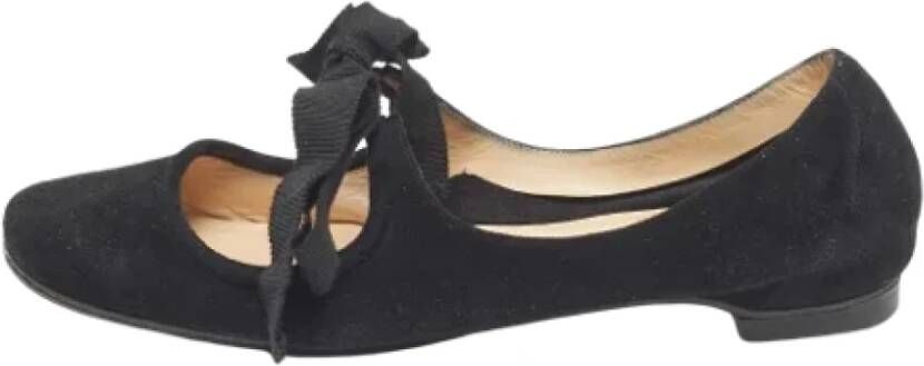 Christian Louboutin Pre-owned Suede flats Black Dames