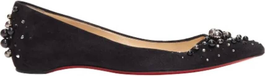 Christian Louboutin Pre-owned Suede flats Black Dames