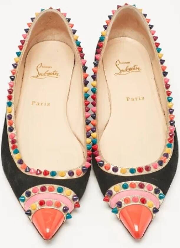 Christian Louboutin Pre-owned Suede flats Black Dames