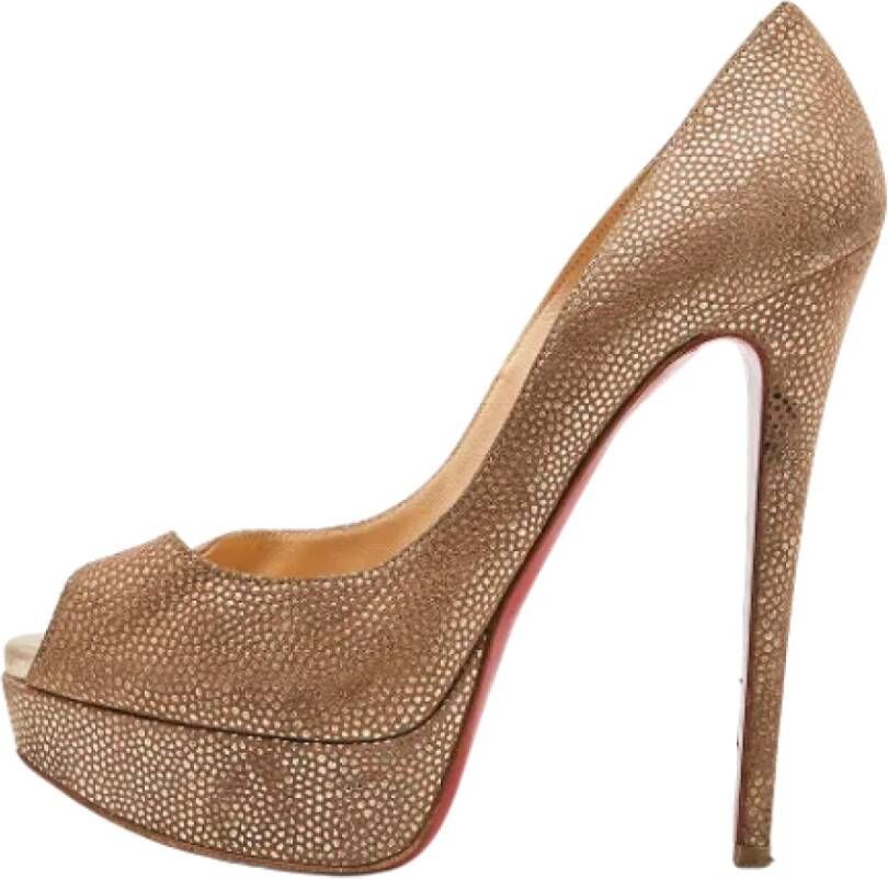 Christian Louboutin Pre-owned Suede heels Beige Dames