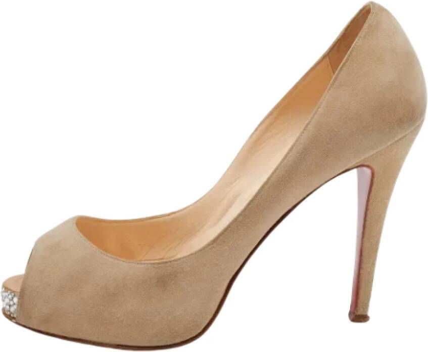 Christian Louboutin Pre-owned Suede heels Beige Dames