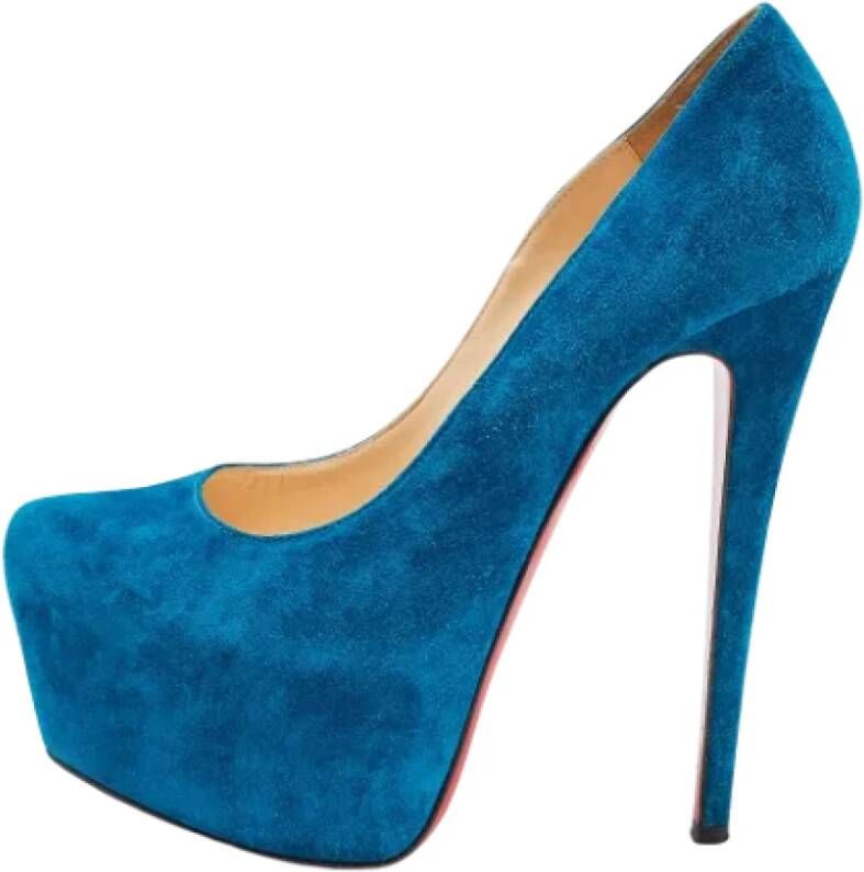 Christian Louboutin Pre-owned Suede heels Blue Dames