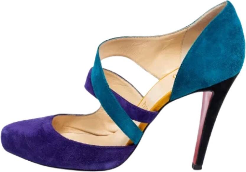 Christian Louboutin Pre-owned Suede heels Blue Dames