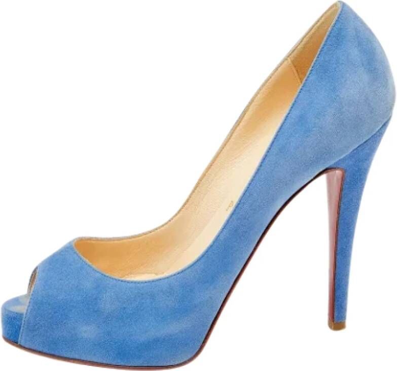 Christian Louboutin Pre-owned Suede heels Blue Dames