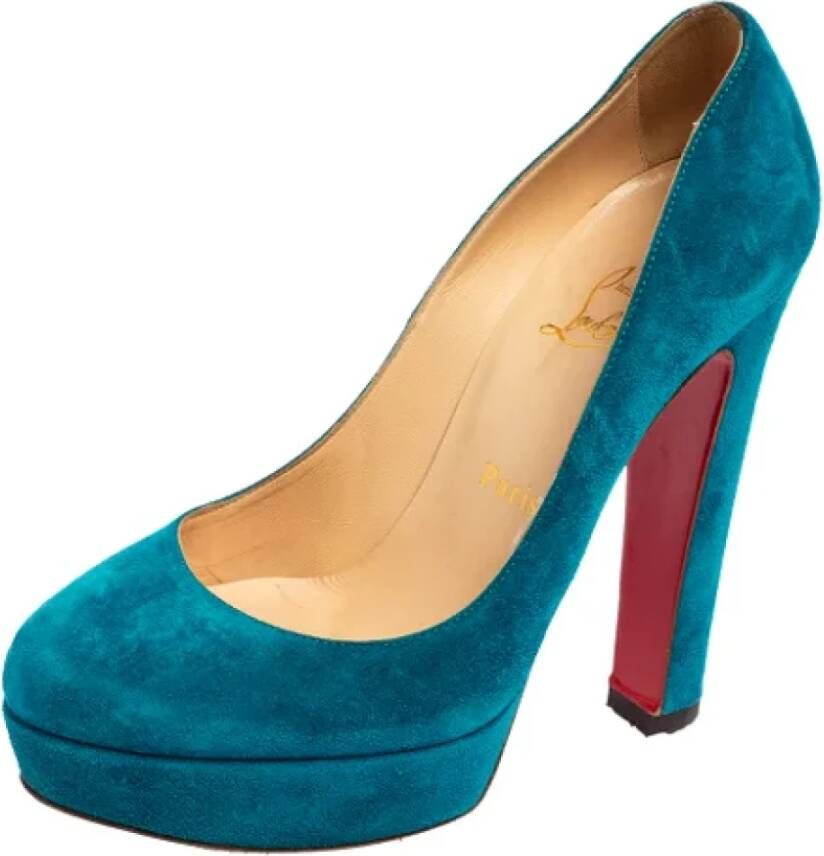 Christian Louboutin Pre-owned Suede heels Blue Dames