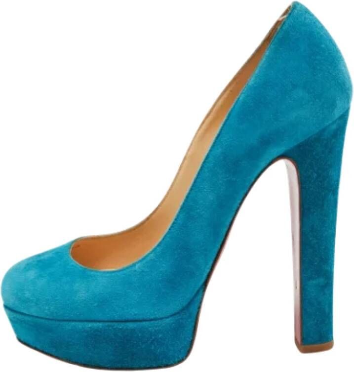 Christian Louboutin Pre-owned Suede heels Blue Dames