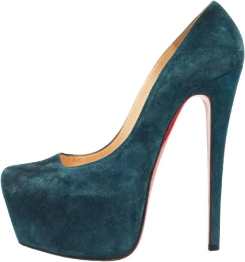 Christian Louboutin Pre-owned Suede heels Blue Dames