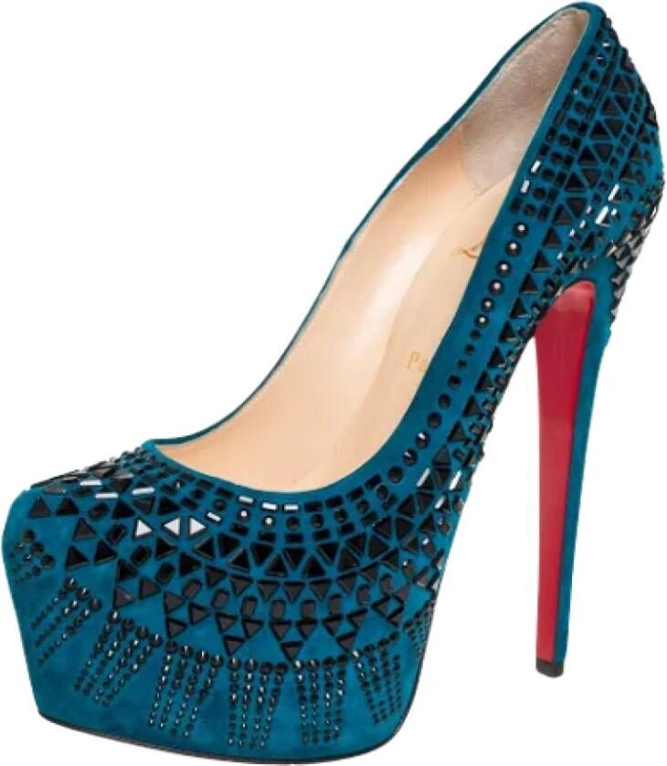 Christian Louboutin Pre-owned Suede heels Blue Dames