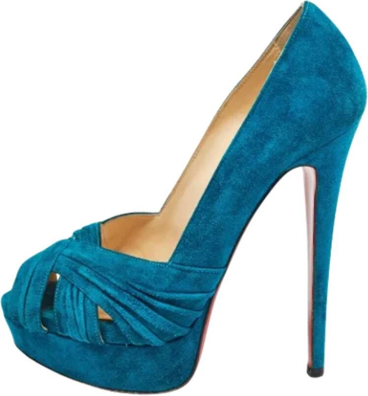 Christian Louboutin Pre-owned Suede heels Blue Dames