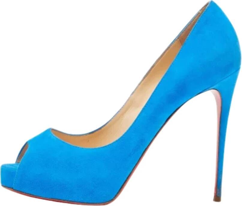 Christian Louboutin Pre-owned Suede heels Blue Dames