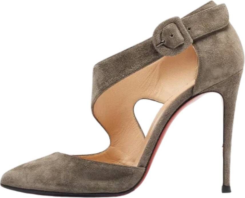 Christian Louboutin Pre-owned Suede heels Gray Dames