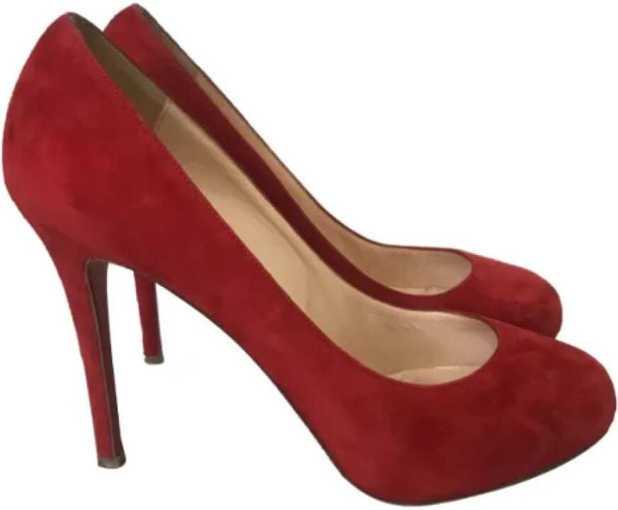 Christian Louboutin Pre-owned Suede heels Red Dames