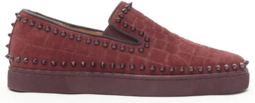 Christian Louboutin Pre-owned Suede sneakers Red Dames