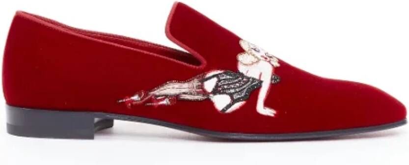 Christian Louboutin Pre-owned Velvet flats Red Heren