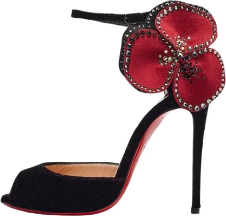 Christian Louboutin Pre-owned Velvet sandals Black Dames