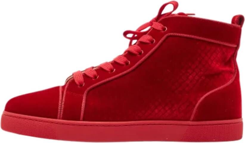 Christian Louboutin Pre-owned Velvet sneakers Red Dames