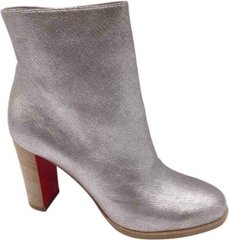 Christian Louboutin Pre-owned Zilver Metallic Leren Laarzen Gray Dames