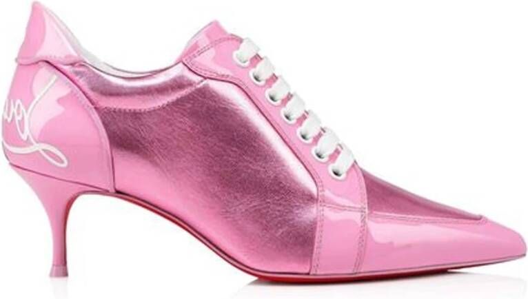 Christian Louboutin Roze Leren Veterschoenen Pink Dames