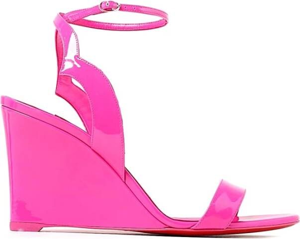 Christian Louboutin Patent Leren Sleehak Sandaal met V-vorm Pink Dames